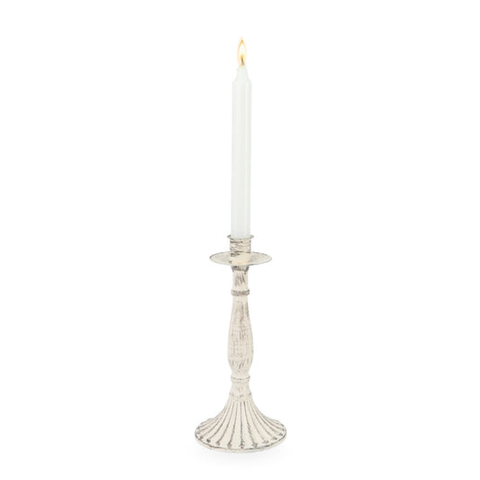White Rustic Metal Candle Holder 1H