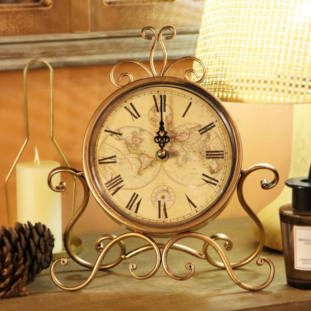 Vintage Metal Table Clock 27cm