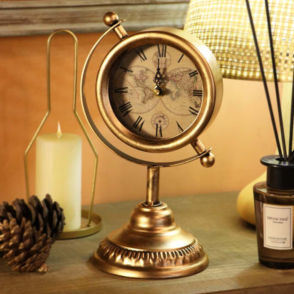 Vintage Metal Table Clock 24cm