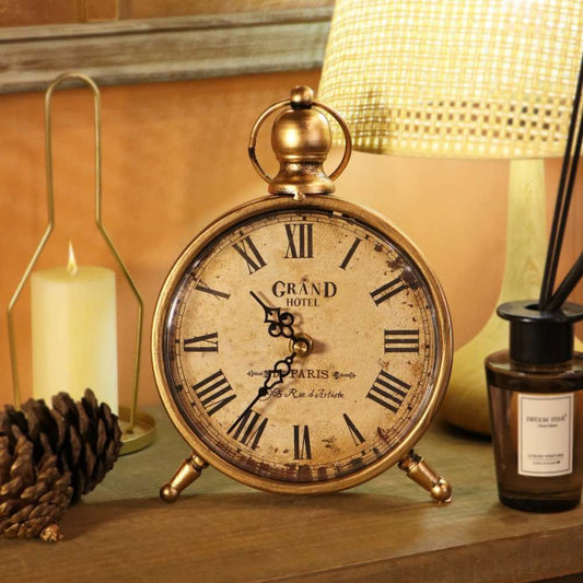 Vintage Metal Table Clock 16cm
