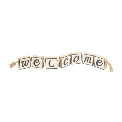 Wooden Welcome Block Rope