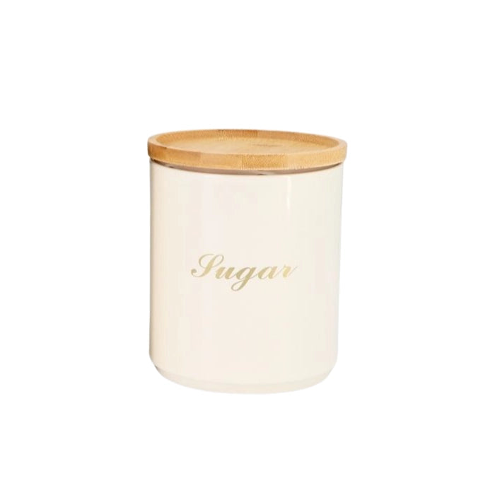 White Enamel Metal Sugar Coffee Tea Canisters