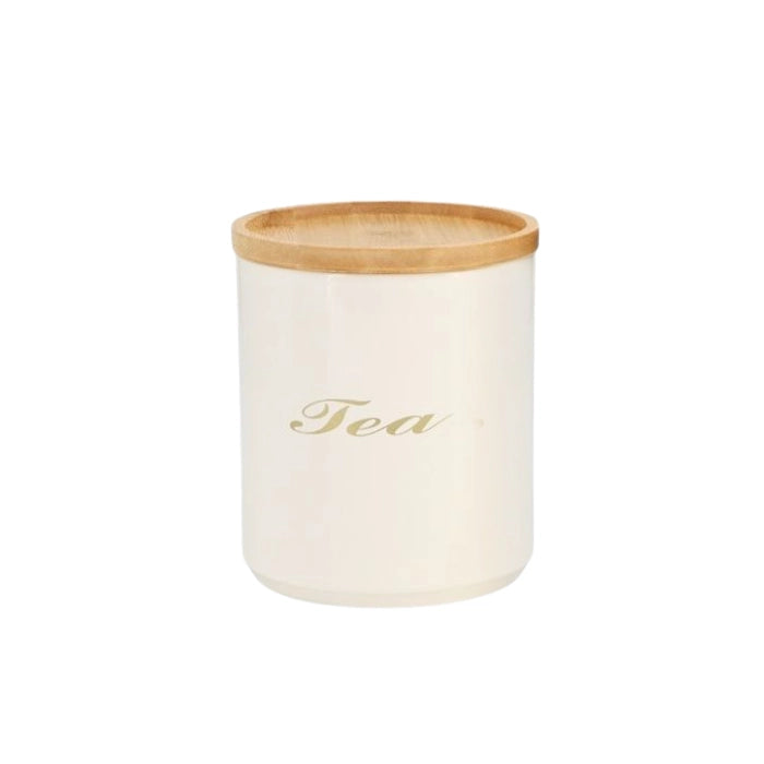 White Enamel Metal Sugar Coffee Tea Canisters
