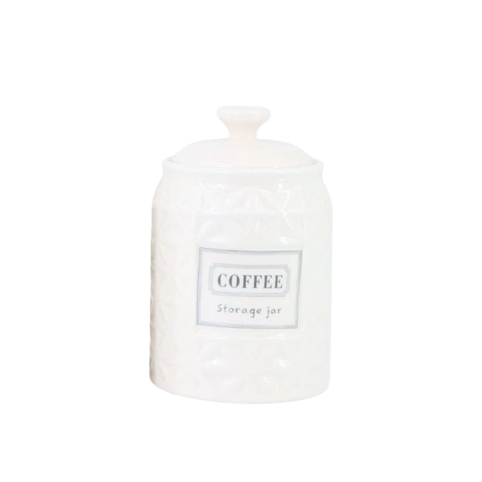 White Ceramic Sugar, Tea & Coffee Jars