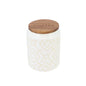 White Ceramic Sugar Coffee Tea Jar w/ Wooden Lid
