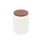 White Ceramic Sugar Coffee Tea Jar w/ Wooden Lid