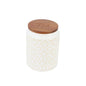White Ceramic Sugar Coffee Tea Jar w/ Wooden Lid