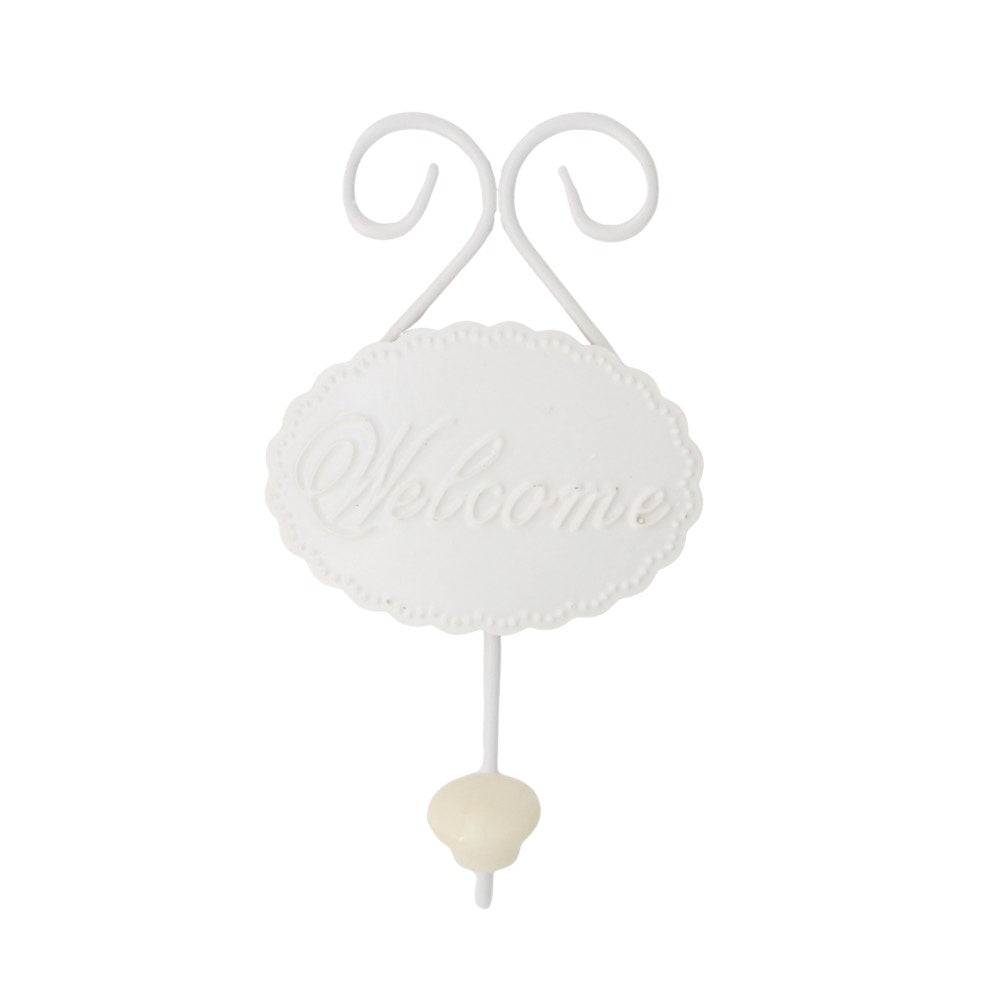 White Resin Coat Hanger Welcome