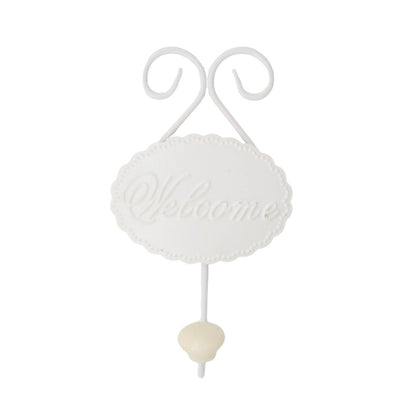 White Resin Coat Hanger Welcome
