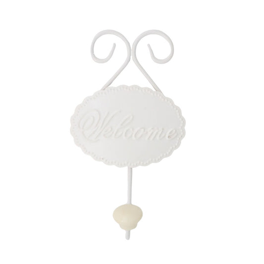 White Resin Coat Hanger Welcome