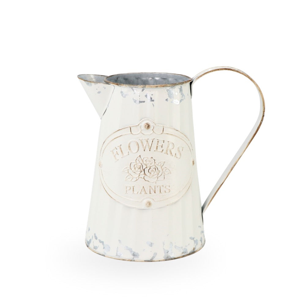 White Rustic Garden Pitcher