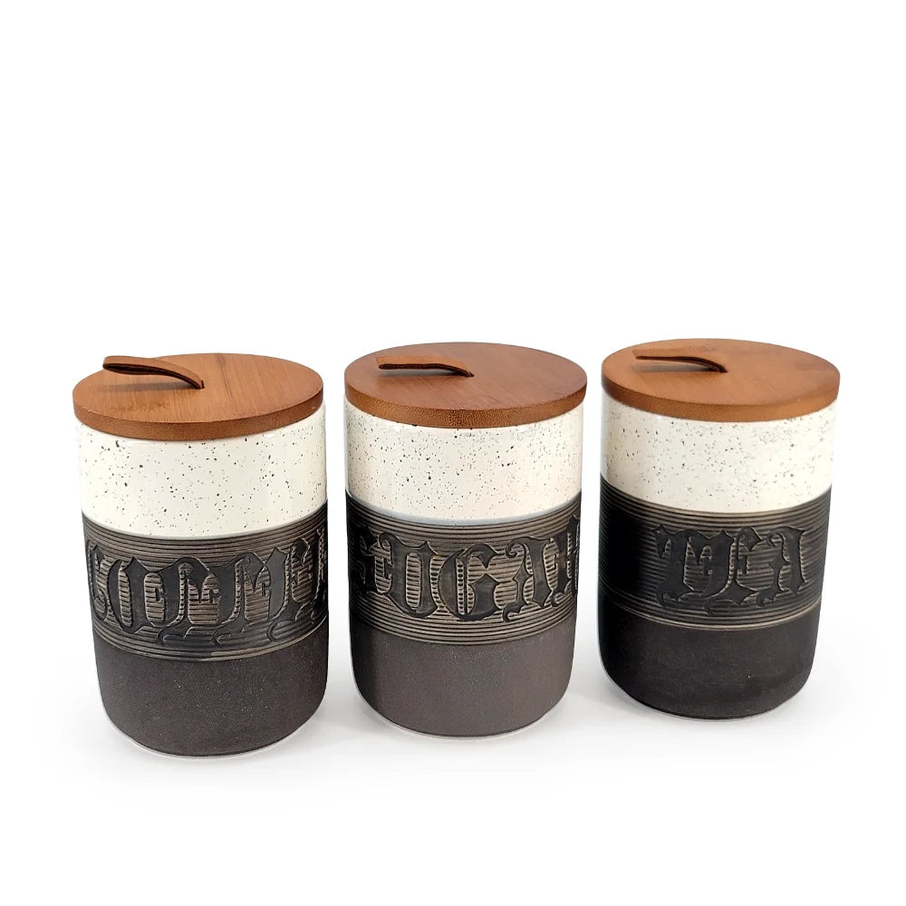 Ceramic Sugar, Coffee & Tea Canisters White