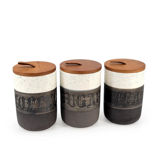 Ceramic Sugar, Coffee & Tea Canisters White