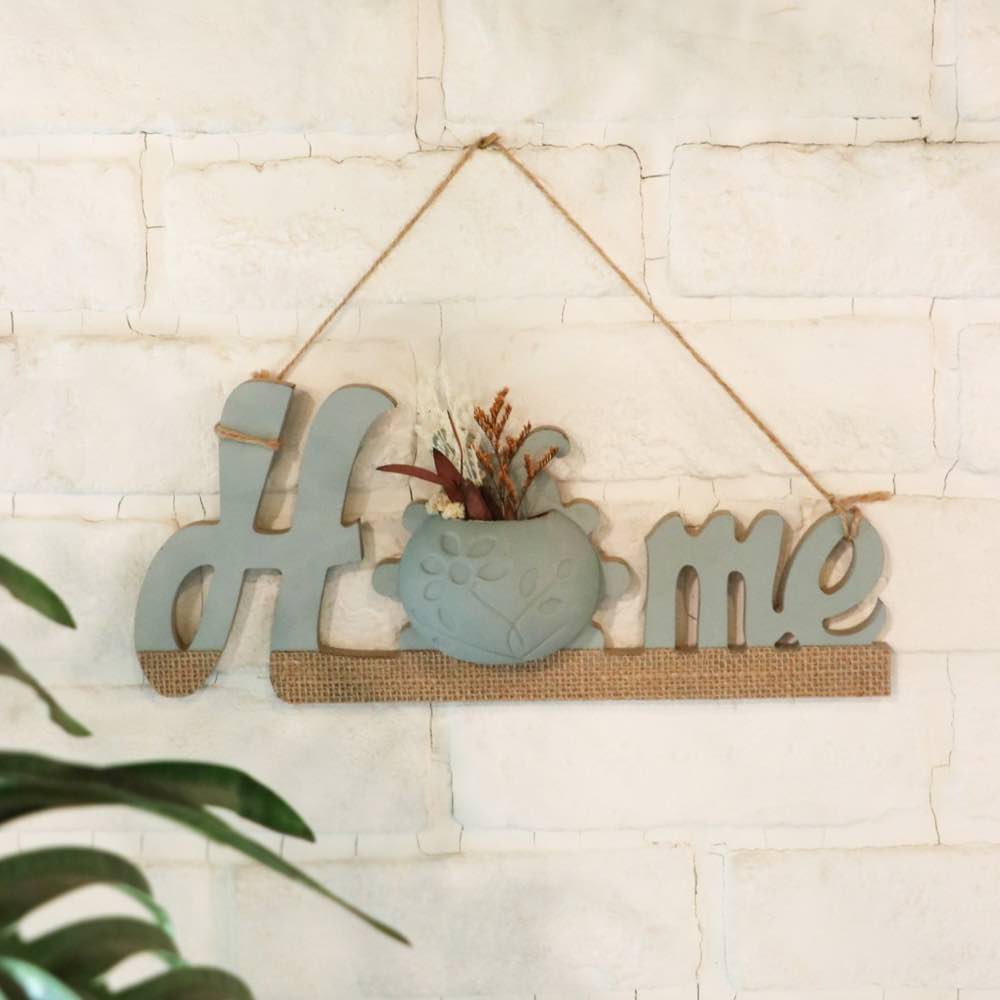 Wooden Sign Home Blue