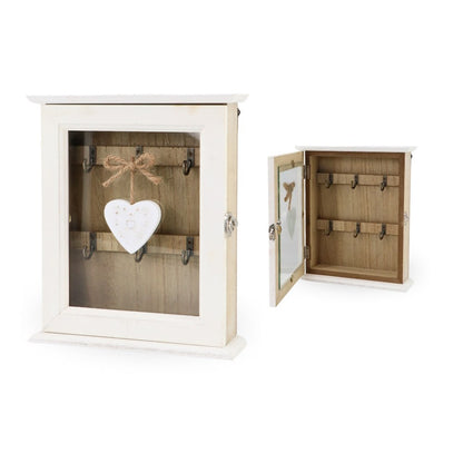 White Wooden Key Box w/ Heart